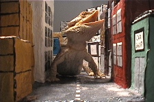 Godzilla attacks a city