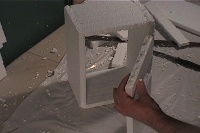 Haunted house polystyrene sculpting